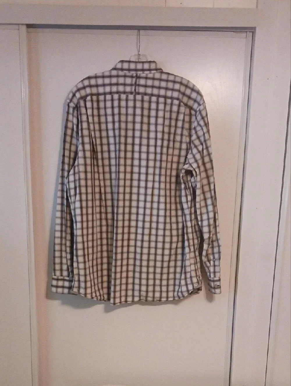 Banana Republic Men's Long-Sleeve Plaid Button-Down - White & Gray